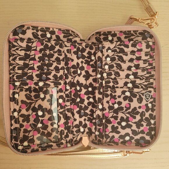 Vera Bradley RFID All in One Rose Gold Shimmer Quilted Wristlet Crossbody Bag - Picture 9 of 15